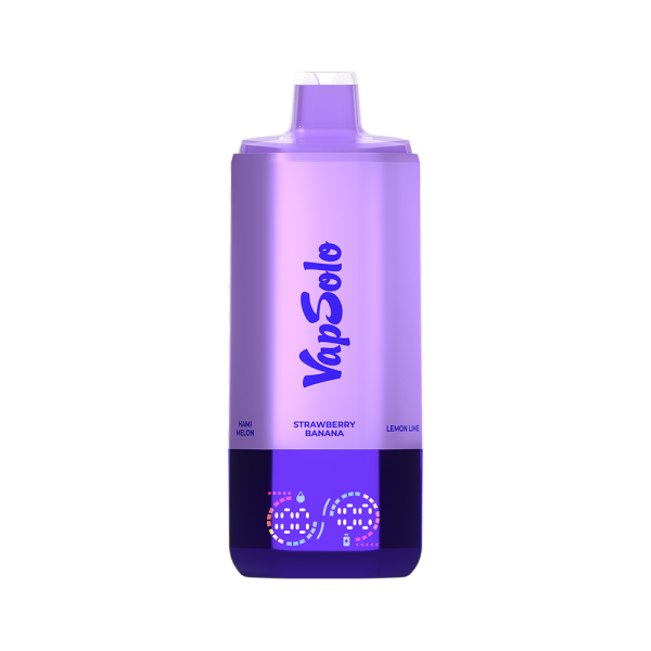 Lila VapSolo e-cigaretta ízekkel: Hami Melon, Strawberry Banana, Lemon Lime.