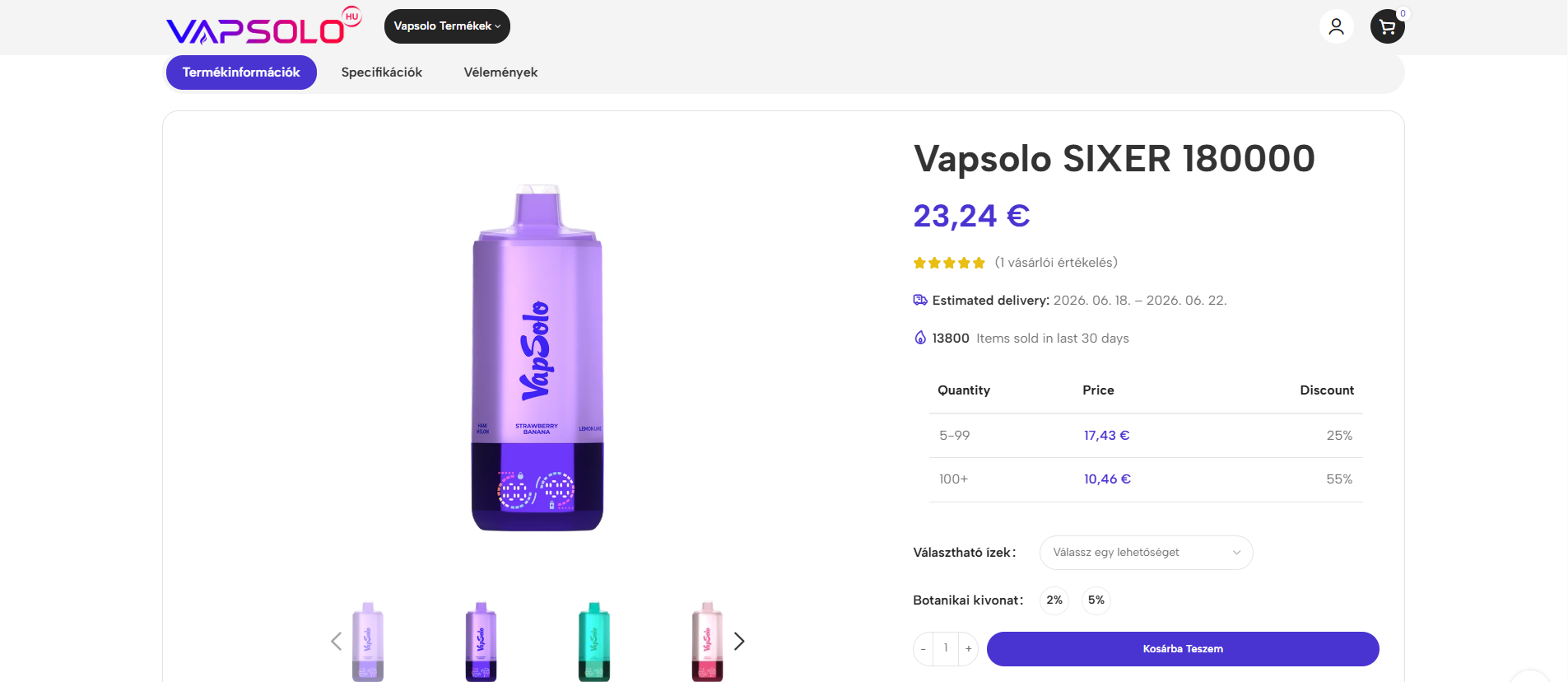 Vapsolo hivatalos magyar forgalmazó